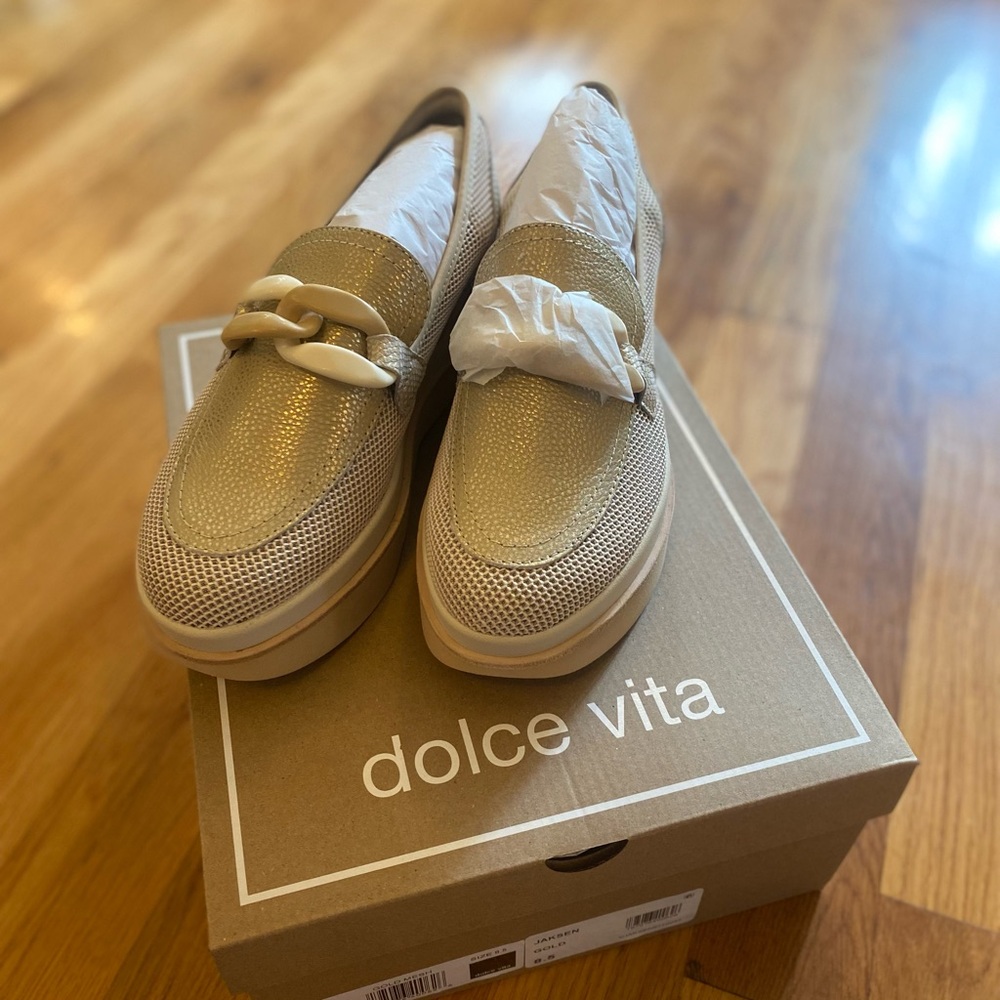 Dolce Vita Jaksen Loafers - Gold Mesh - Size 8.5
